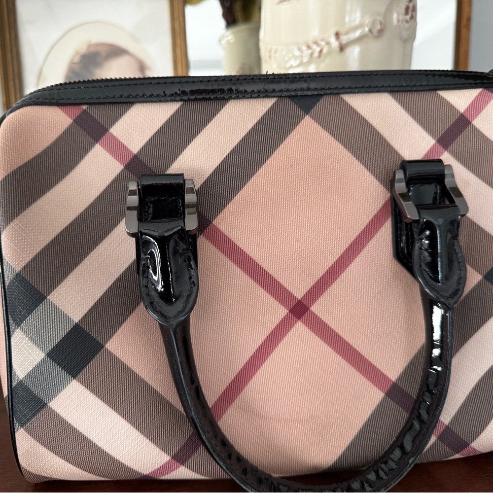 Burberry Checkered Tote in Pink and Black